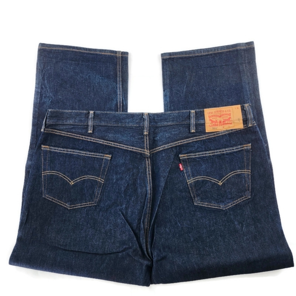 Levis 501 Dark Blue 100% Cotton Button Fly Denim Jeans 48 X 32 - Picture 2 of 10